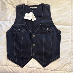 American Eagle Outfitters Charcoal Denim Vest
